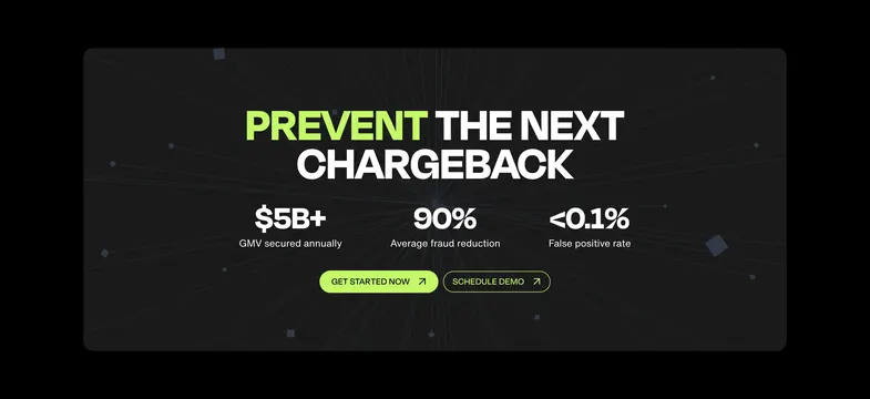 Chargeflow prevent chargeback metrics banner, dark-mode, minimal, dark