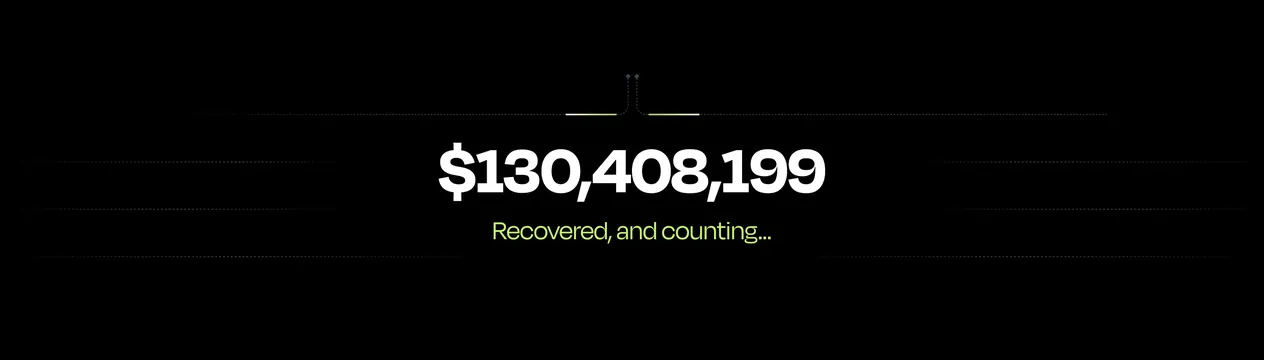 Chargeflow recovered revenue counter, minimal, dark-mode, dark