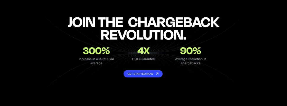 Chargeflow chargeback revolution CTA, dark-mode, minimal, dark