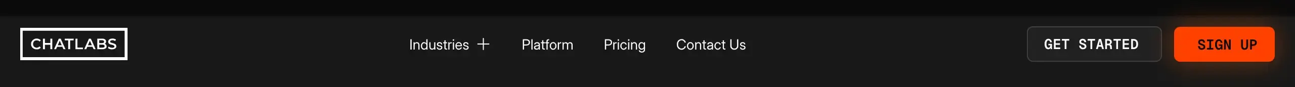 ChatLabs main navigation bar, dark-mode, minimal, dark