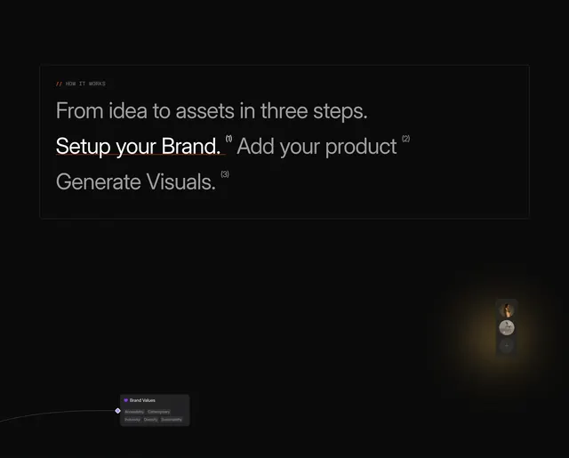 ChatLabs three-step how it works, dark-mode, minimal, dark