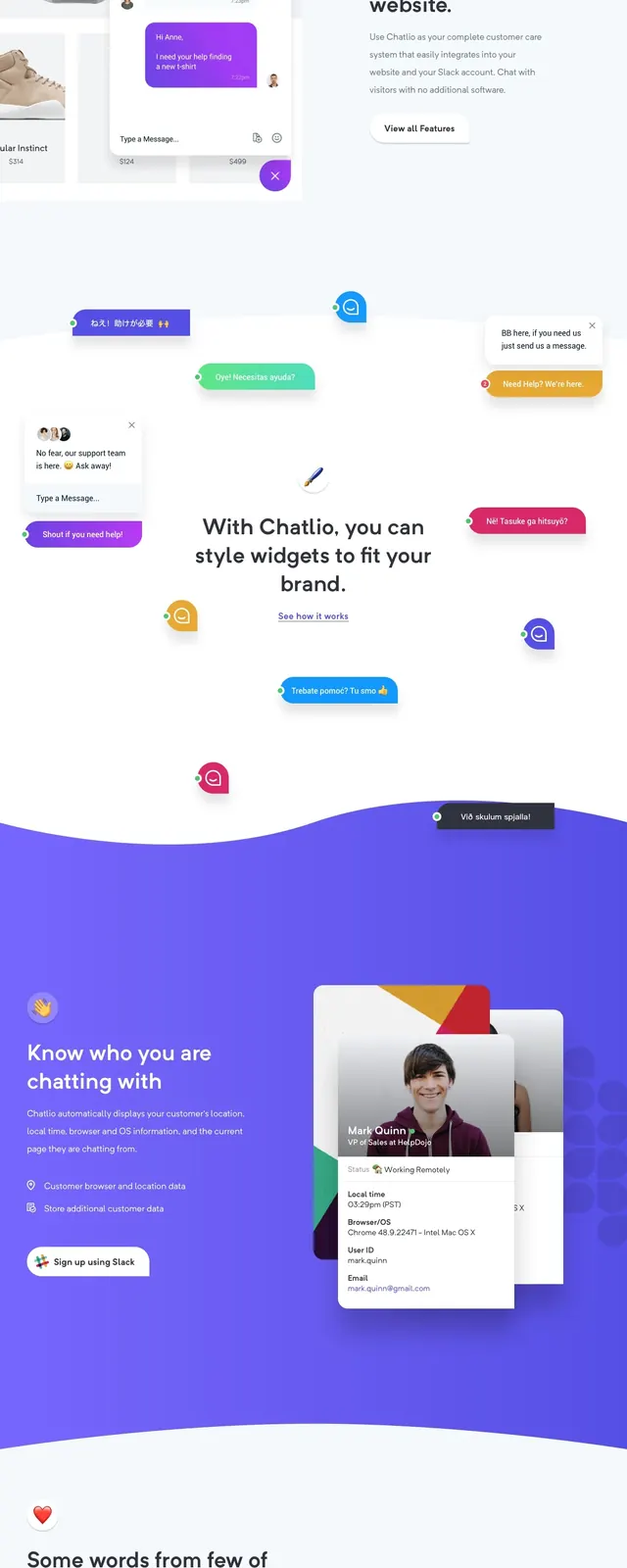 Chatlio SaaS Landing Page, gradient-heavy, playful, gradient