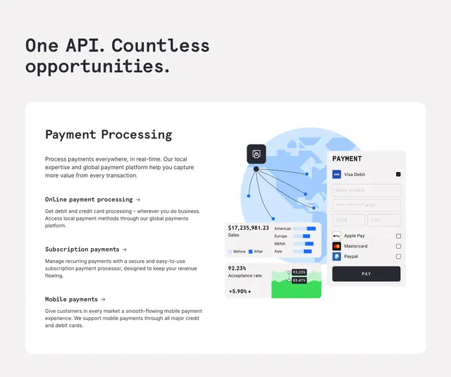 Checkout.com payment processing split feature, minimal, light-mode, light