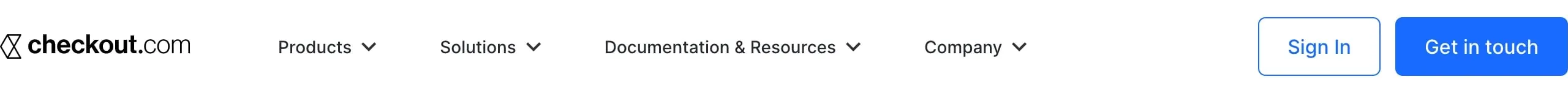 Checkout.com primary navigation bar, minimal, light-mode, light