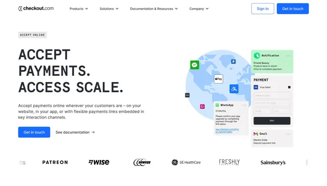 Checkout.com accept online product hero, minimal, light-mode, light