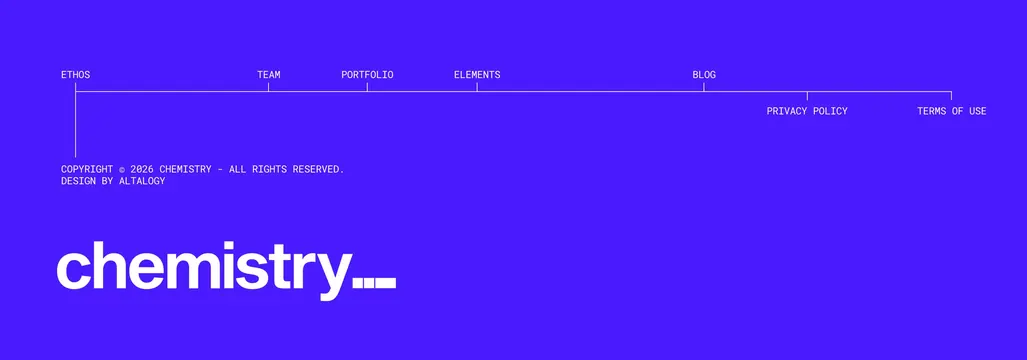 Chemistry electric blue monospace footer, minimal, swiss, vibrant