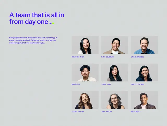 Chemistry nine-person team headshot grid, minimal, organic, light