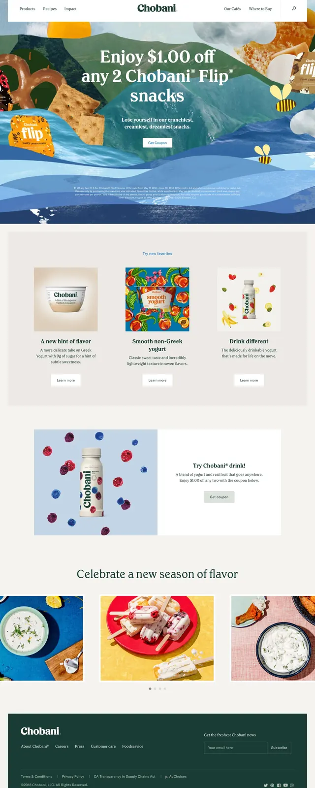 Chobani Landing Page, illustrated, playful, light