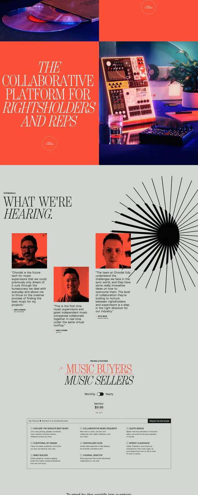 Chordal Editorial Landing Page, editorial, minimal, light