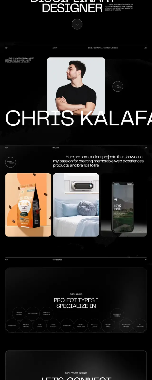 Monochrome Portfolio Hero, editorial, minimal, dark