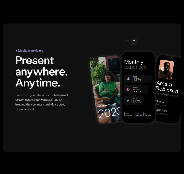 Chronicle mobile presentation phones hero, dark-mode, minimal, dark