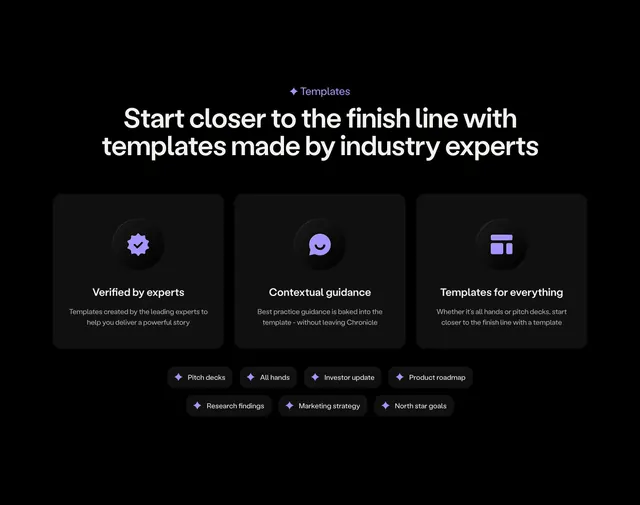 Chronicle expert templates feature grid, dark-mode, minimal, dark