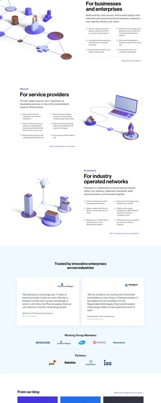 Chronicled supply chain landing page, corporate-clean, 3d-render, light