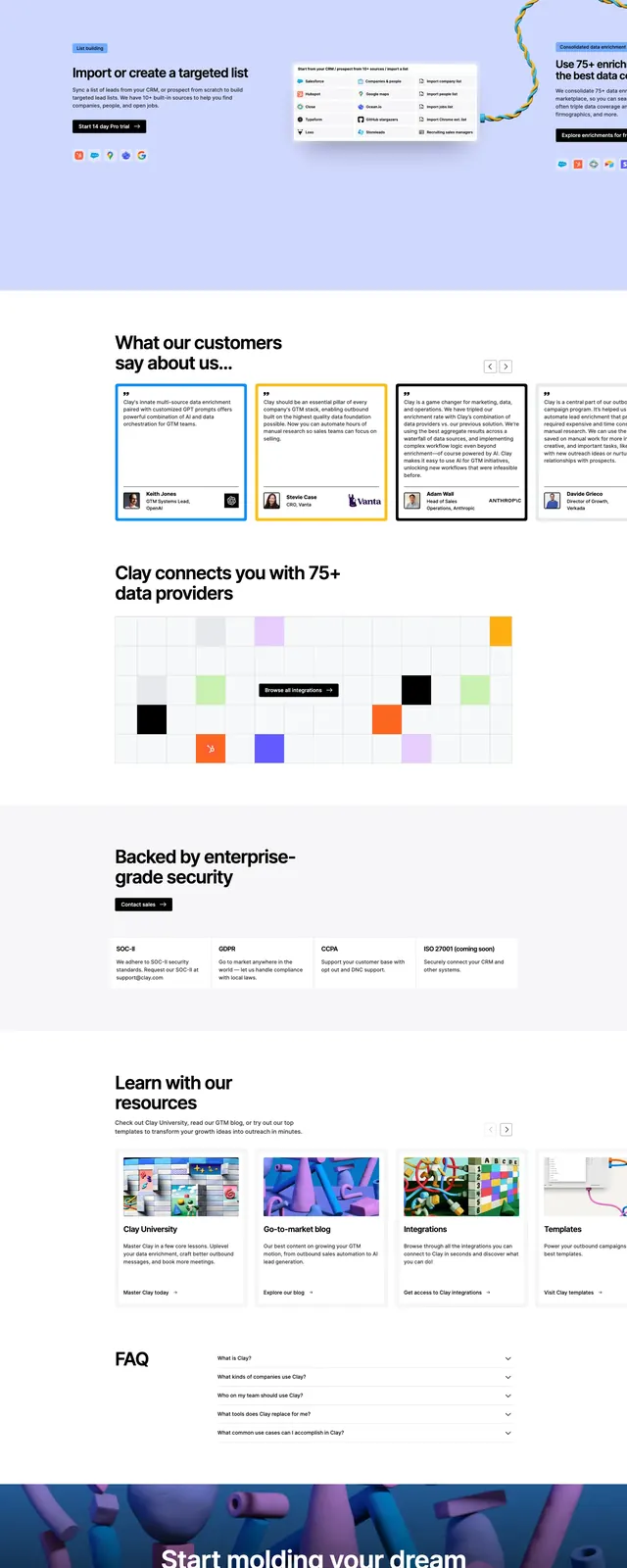 Clay Outreach Landing Page, corporate-clean, editorial, light