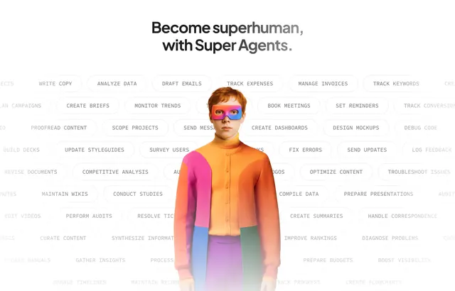 ClickUp Super Agents capabilities hero, minimal, light-mode, light