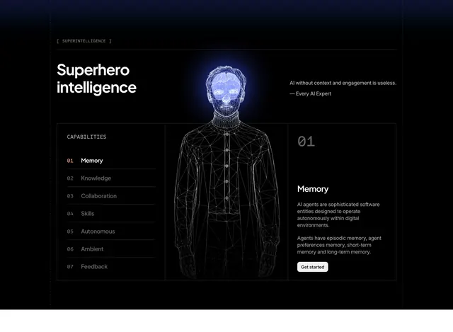 ClickUp superhero intelligence capabilities, dark-mode, minimal, dark