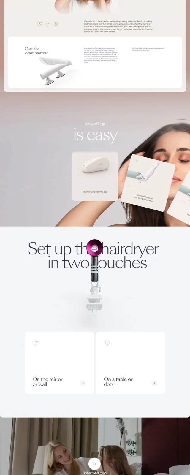 Clingr Beauty Landing Page, editorial, photographic, light