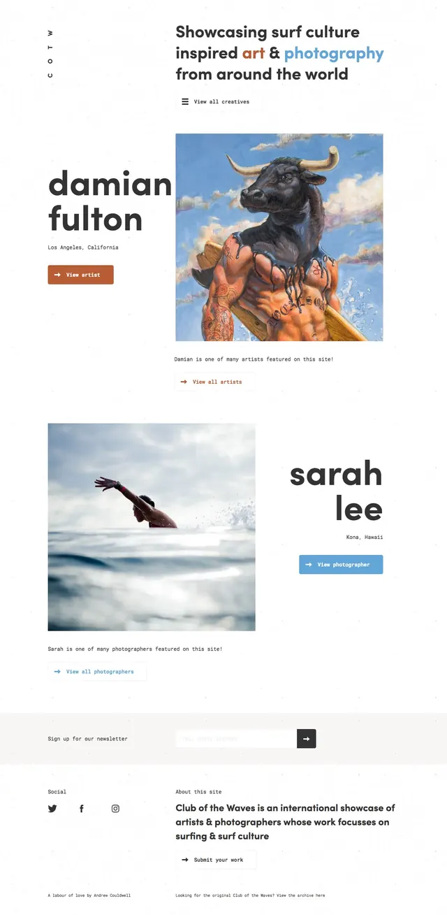 Club of the Waves editorial gallery, editorial, minimal, light