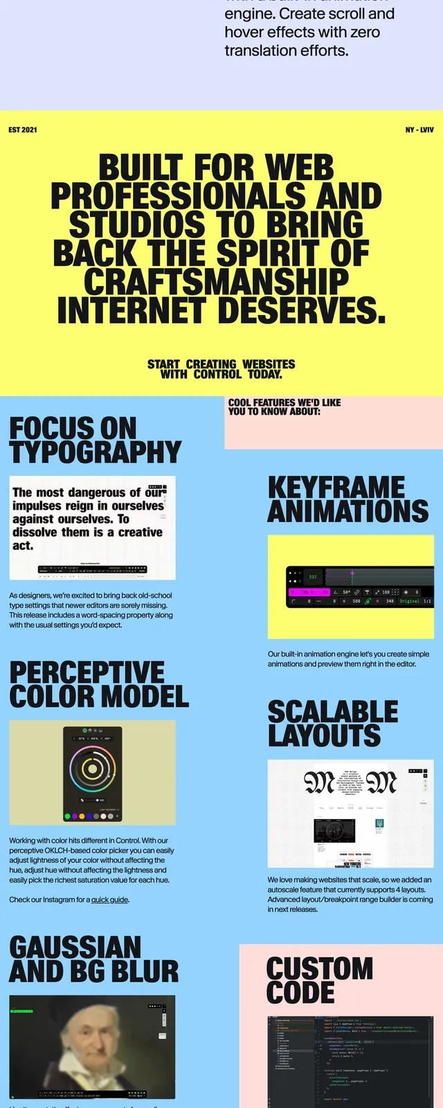 Cntrl Brutalist Landing Page, neo-brutalist, editorial, high-contrast