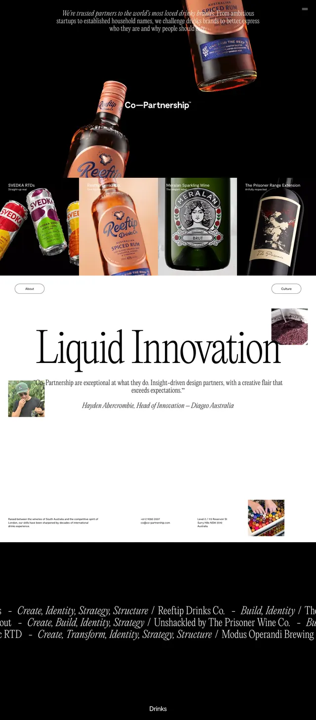 Co-Partnership Portfolio Hero, editorial, luxury, dark