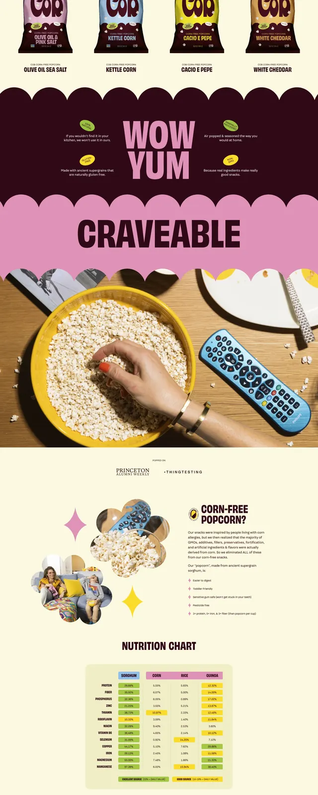 Cobfoods playful hero page, playful, retro, vibrant