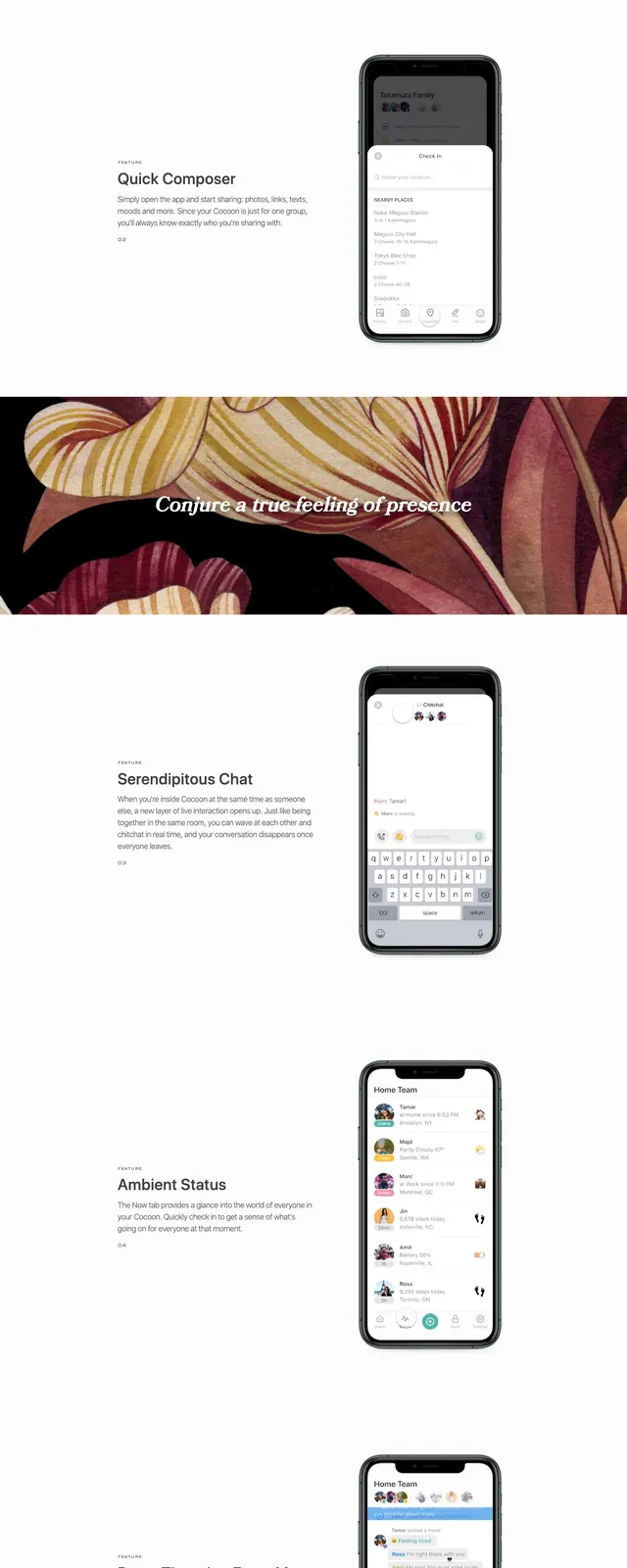 Cocoon airy app landing page, minimal, editorial, light
