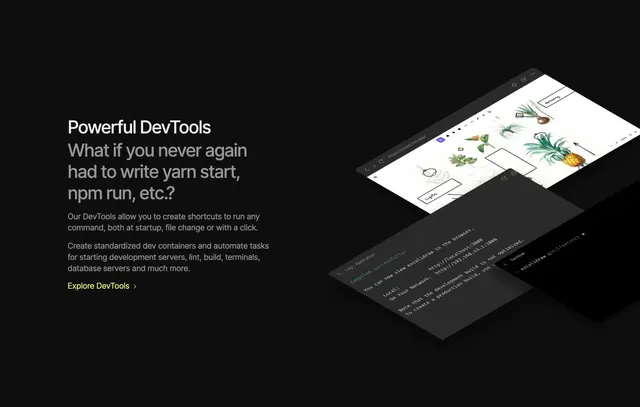 CodeSandbox DevTools split feature, dark-mode, minimal, dark