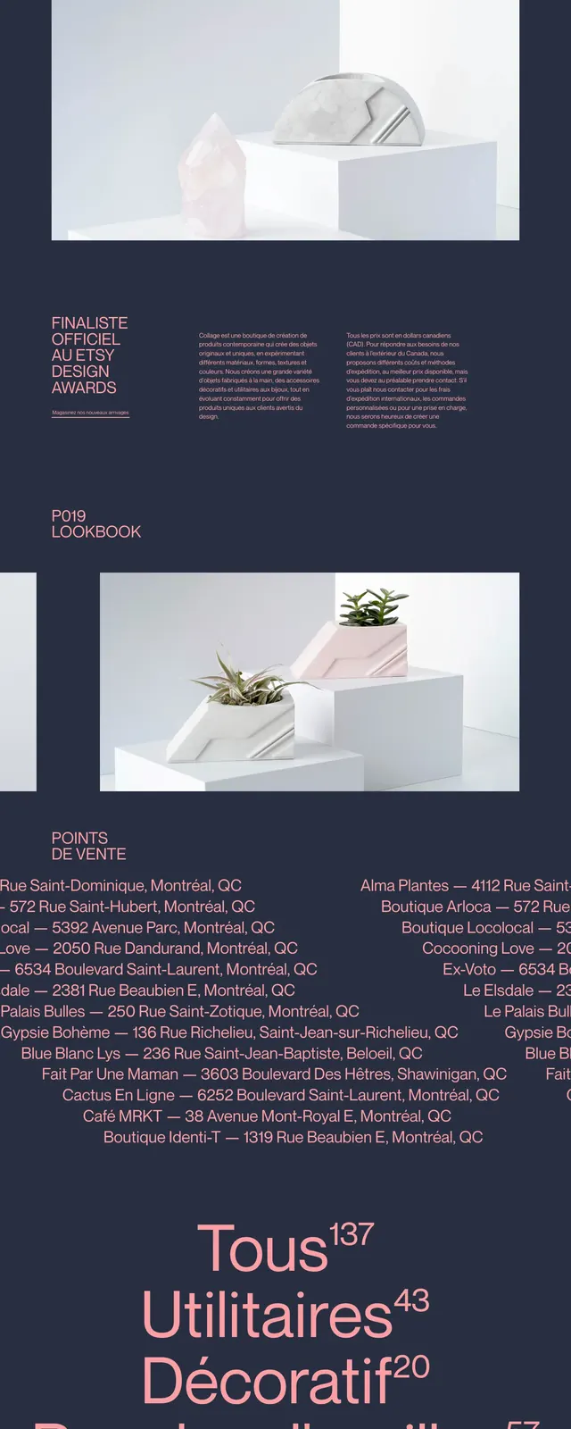 Collagecrafting editorial product page, editorial, minimal, dark