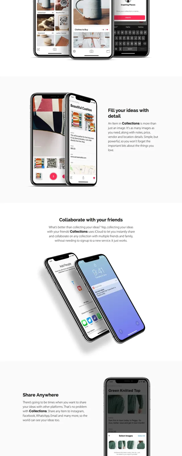 Collections App Landing Hero, minimal, photographic, light