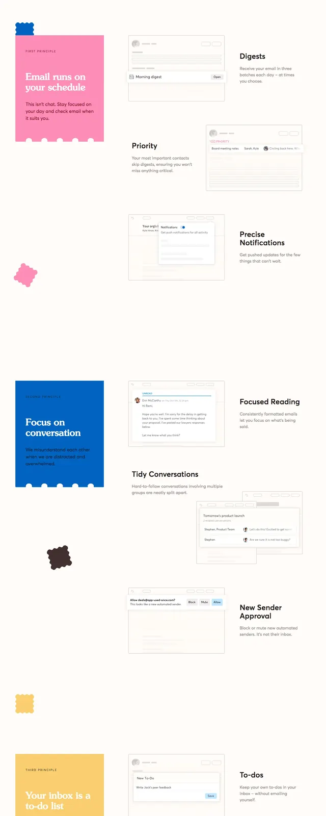 Consider landing page, playful, editorial, pastel