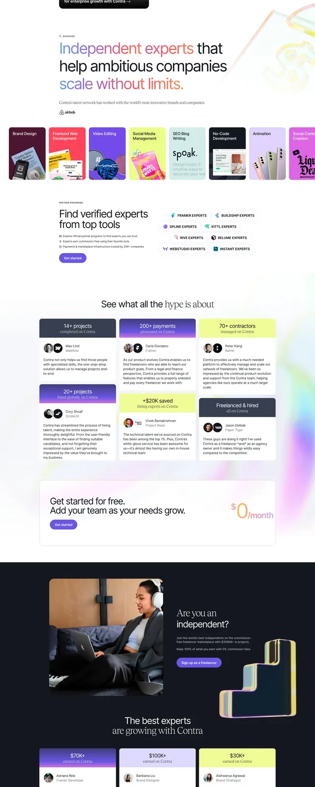 Contra Creator Marketplace, minimal, editorial, light