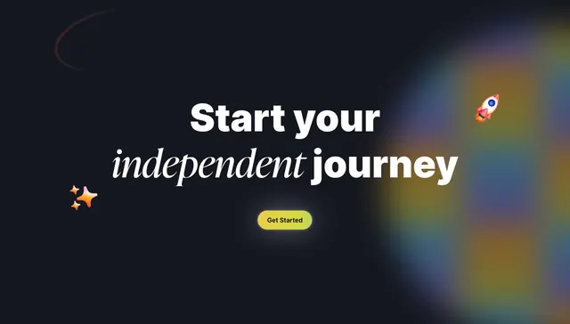 Contra independent journey hero CTA, dark-mode, minimal, dark