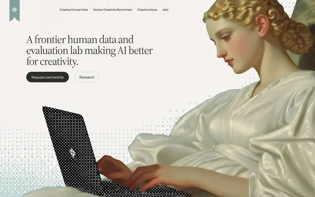 Contra Labs creative human data hero, light-mode, editorial, light