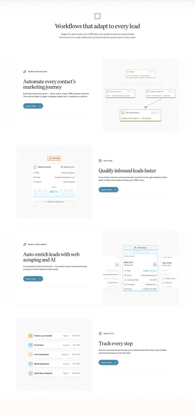 Conversion workflows how-it-works page, minimal, light-mode, light