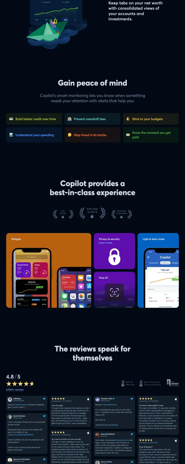 Copilot finance hero, dark-mode, illustrated, dark