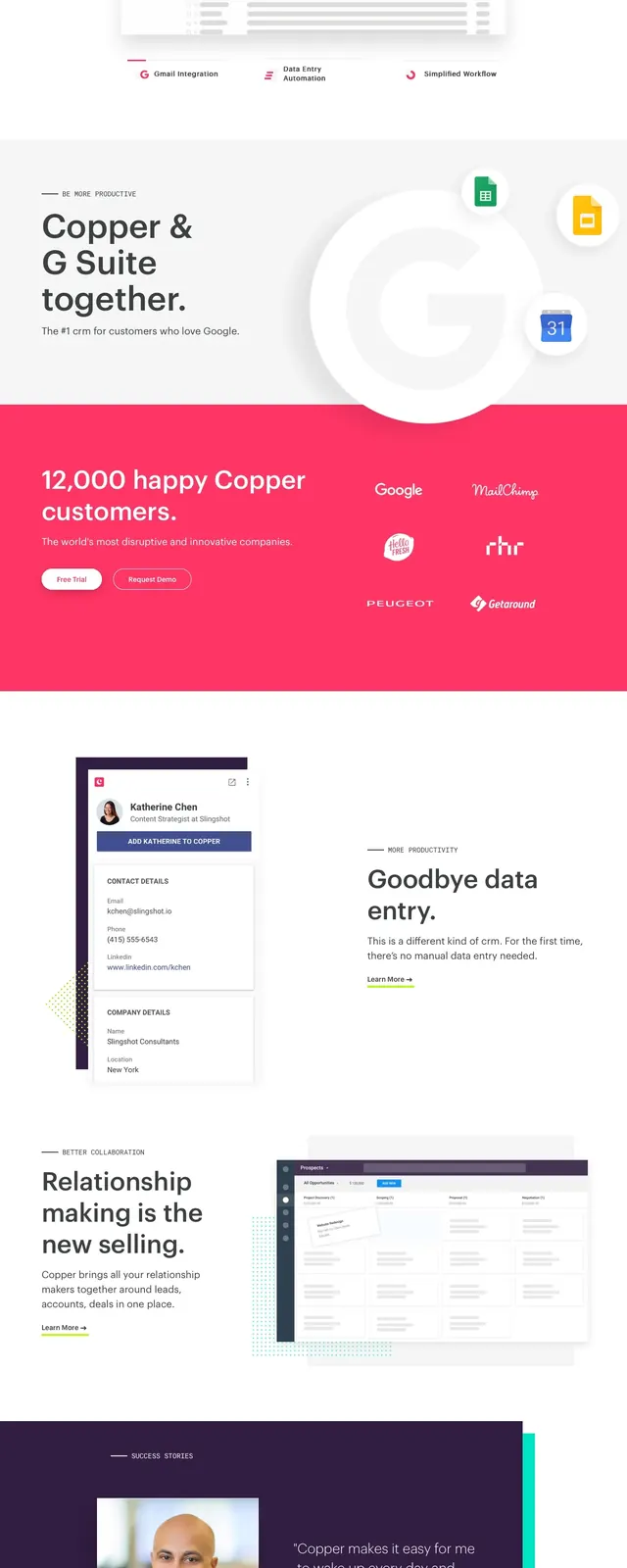 Copper CRM hero, corporate-clean, minimal, light