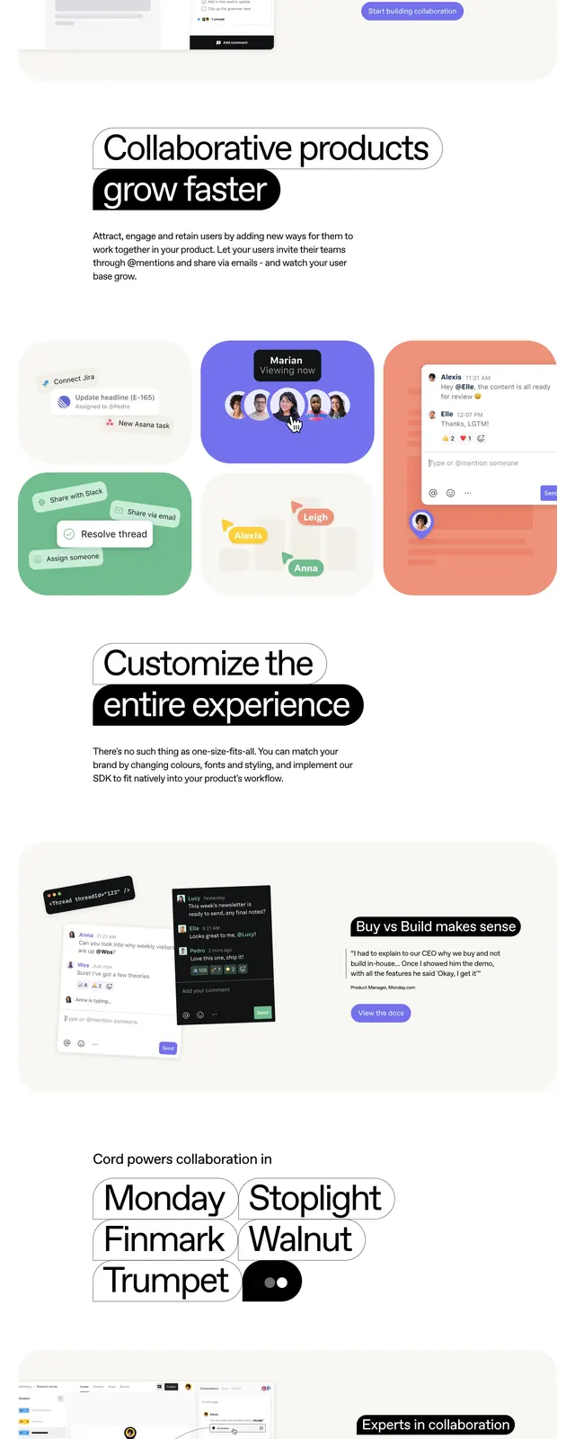 Cord Collaboration Landing Page, minimal, swiss, light