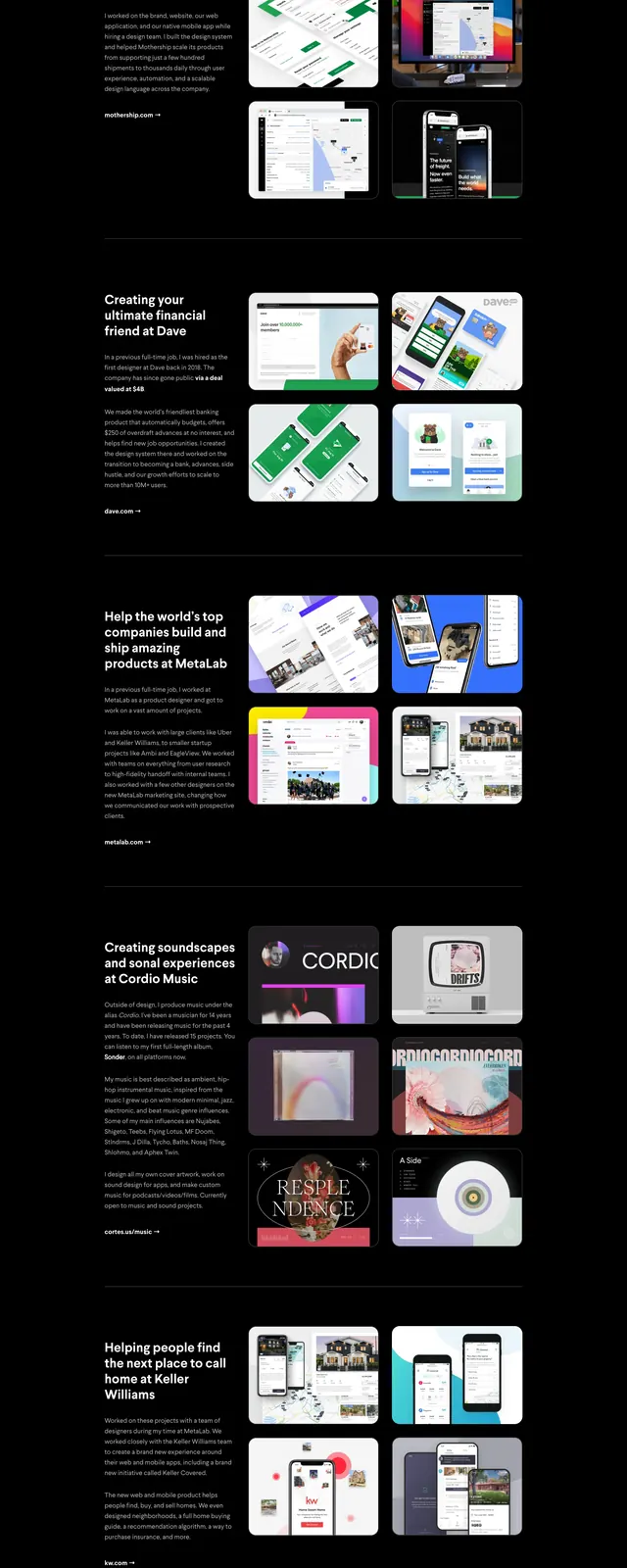 Dark Portfolio Hero, dark-mode, editorial, dark