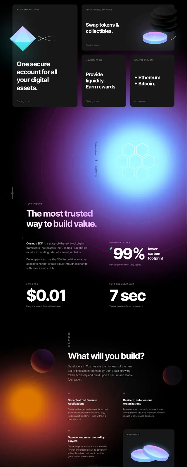 Cosmos Network Dark Gradient Hero, dark-mode, gradient-heavy, dark