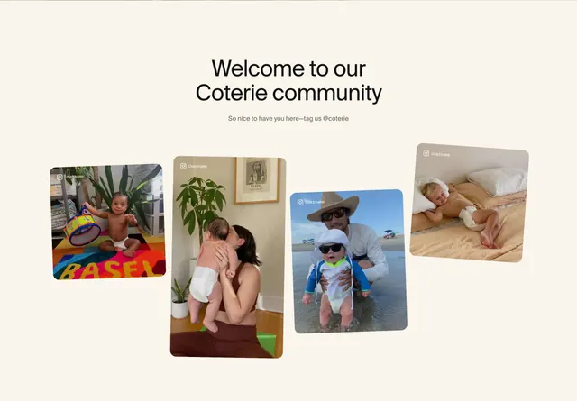 Coterie Instagram community gallery, minimal, light-mode, light