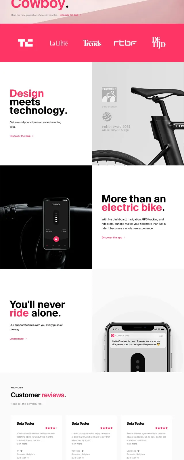 Cowboy bike landing page, photographic, minimal, light