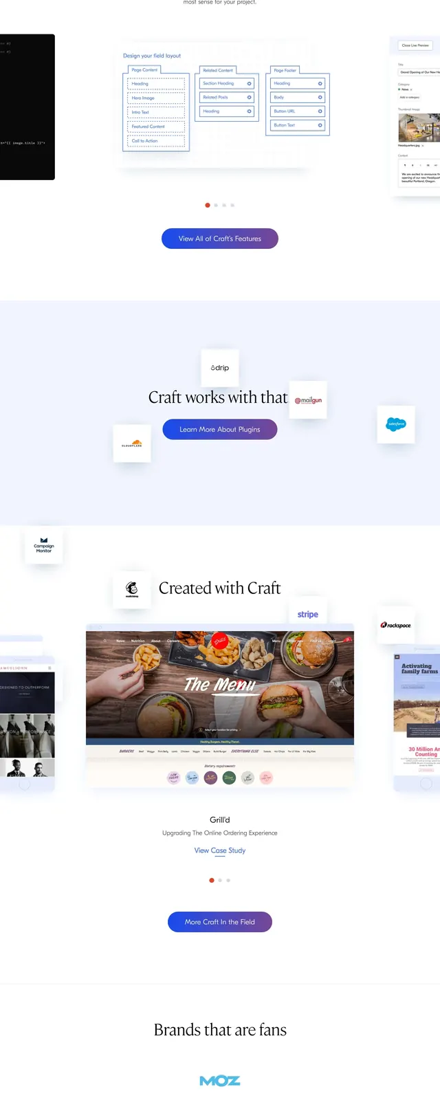Craft CMS landing page, light-mode, illustrated, light