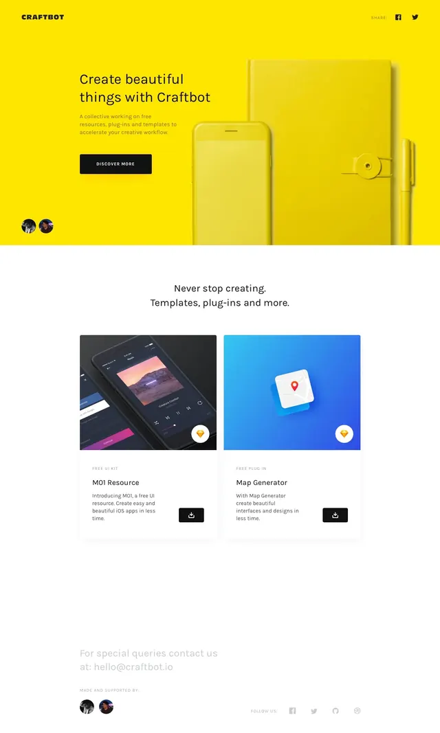 Craftbot bright product hero, minimal, flat, light