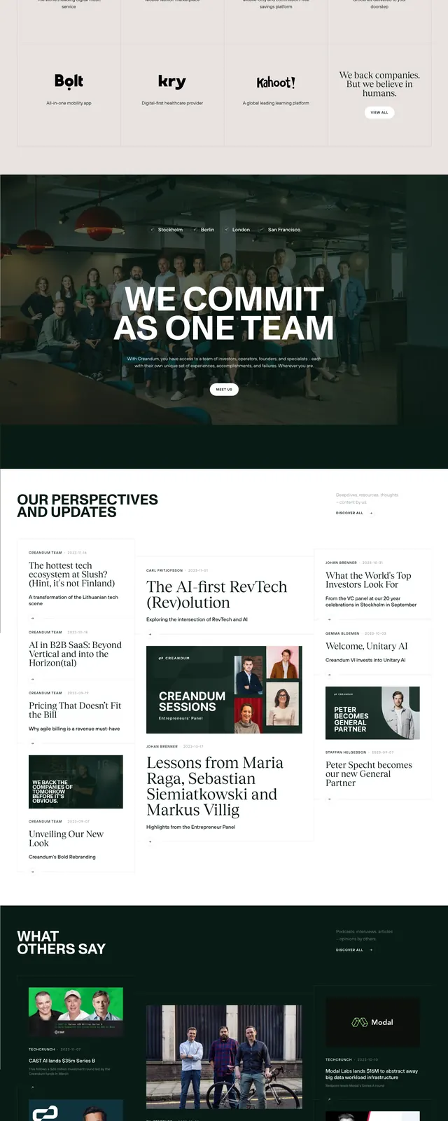 Creandum dark editorial homepage, editorial, dark-mode, dark