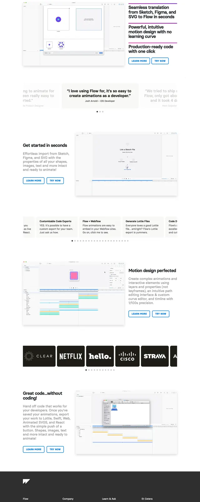 Flow UX Animation Landing Page, minimal, swiss, light