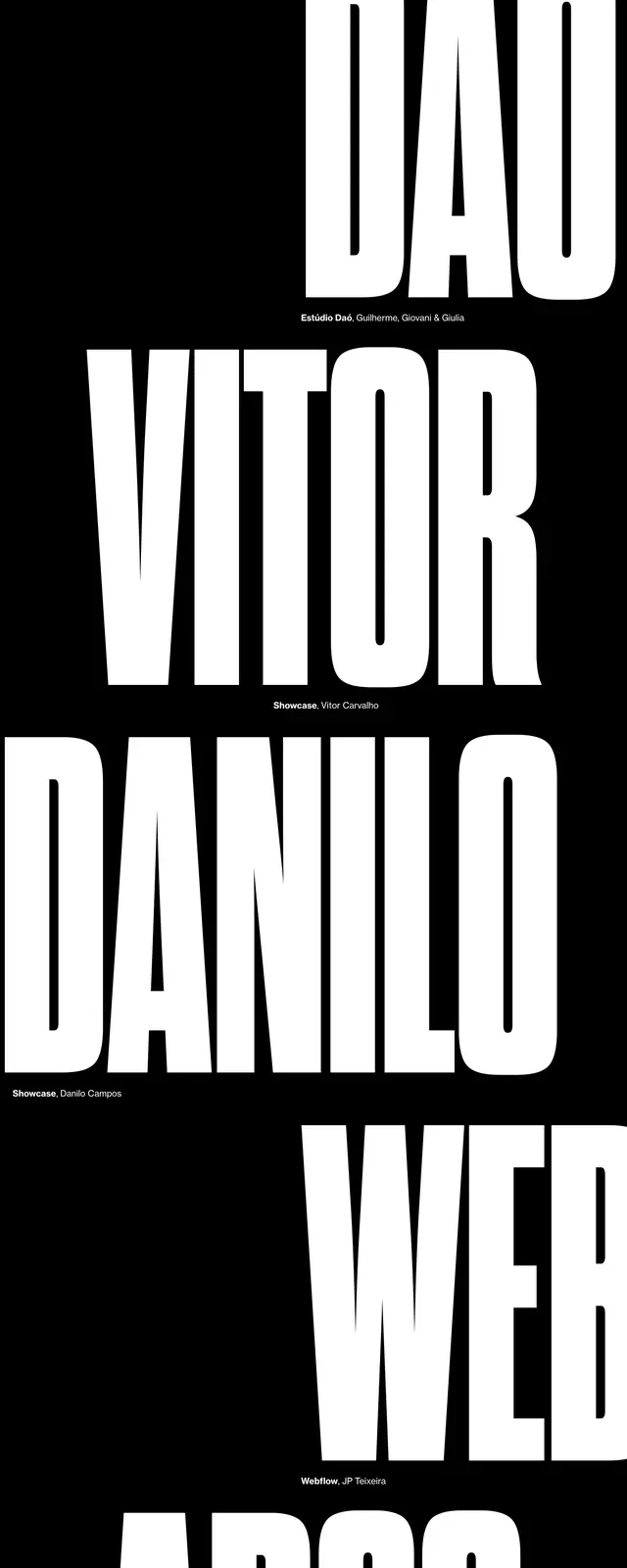 Creativedoc oversized type editorial, editorial, monochrome, dark