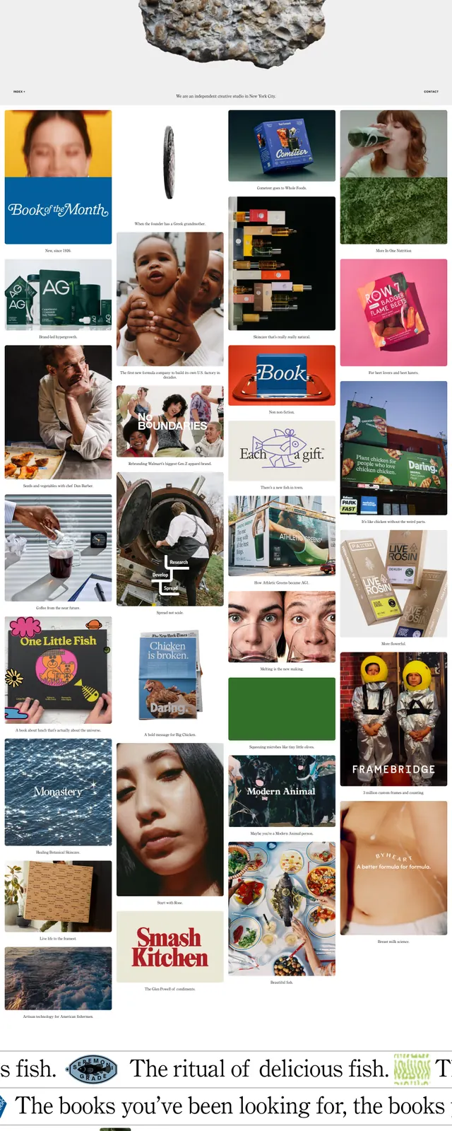 Creech editorial studio homepage, editorial, minimal, light