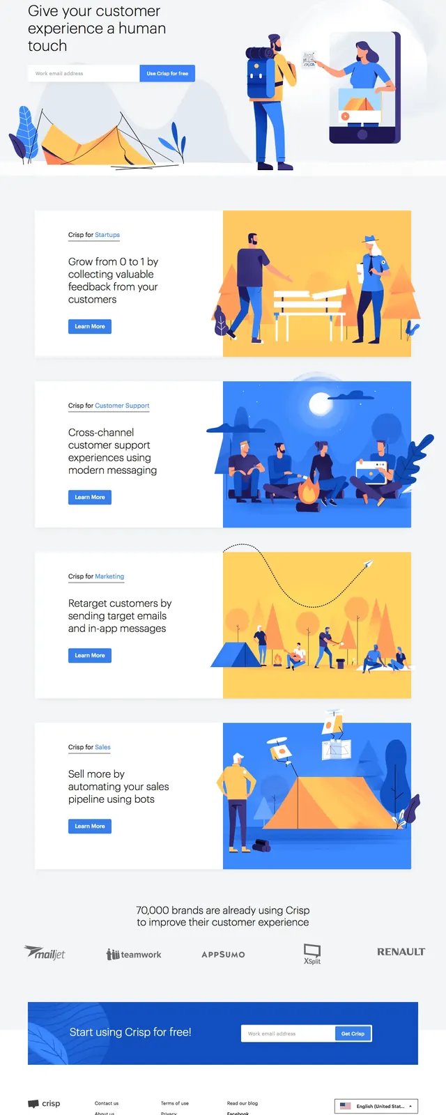 Crisp illustrated SaaS landing page, light-mode, corporate-clean, light