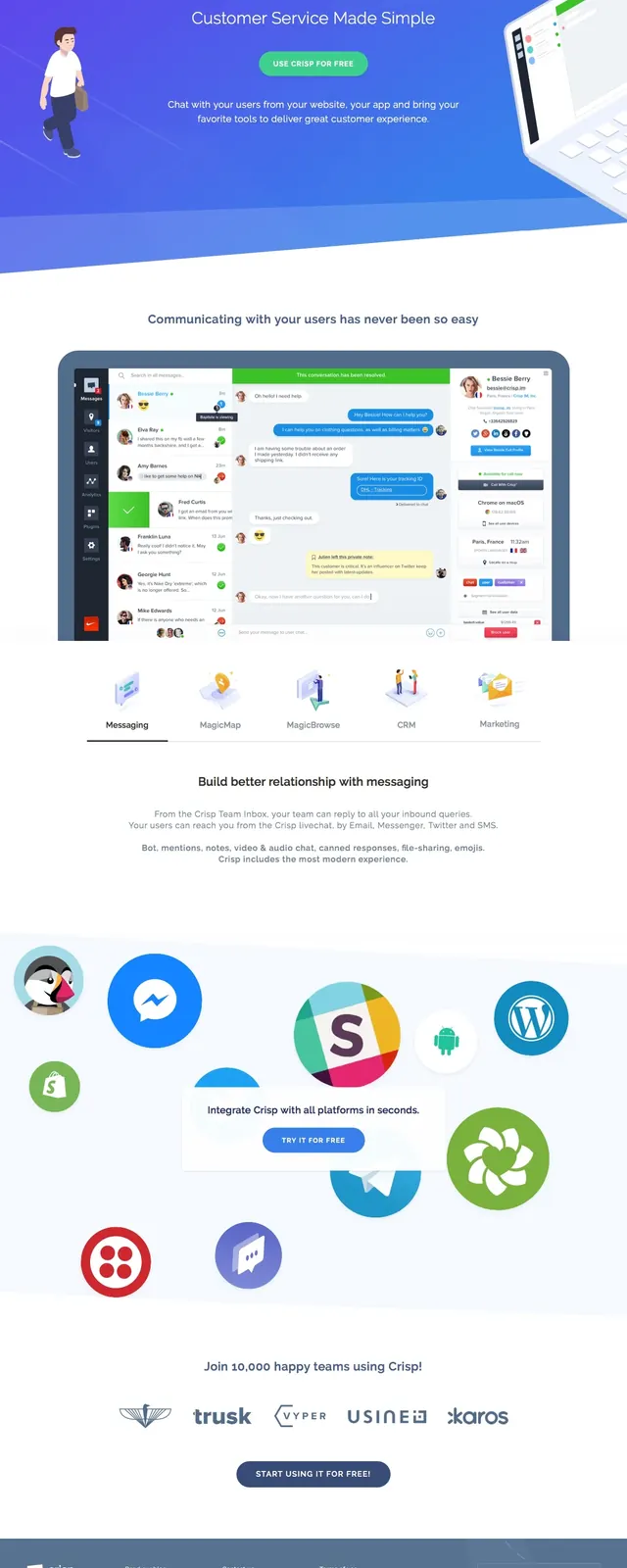 Crisp support landing page, gradient-heavy, illustrated, light