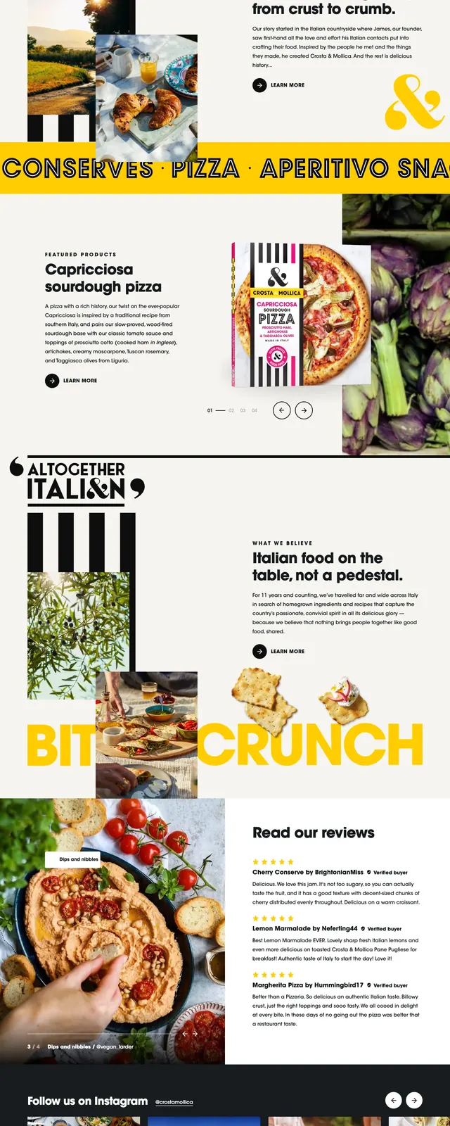 Crostamollica Food Hero, editorial, photographic, high-contrast